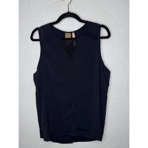 Indygena Women’s Athletic Top Size Large Black Crewneck Sleeveless Stretch Q